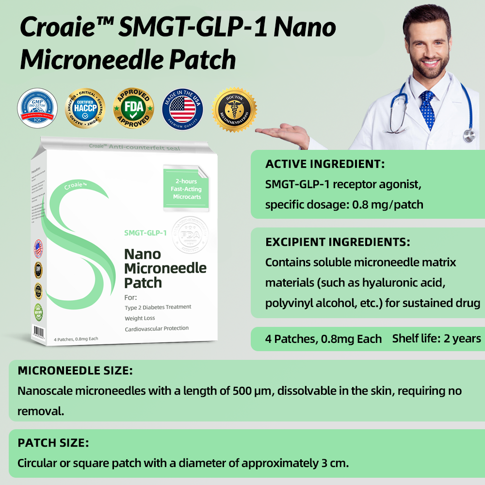 š©āāļøCroaie⢠SMGT-GLP-1 Nano Microneedle Patchļ¼Painless, long-lasting, addressing diabetes, obesity, and cardiovascular diseasesļ¼