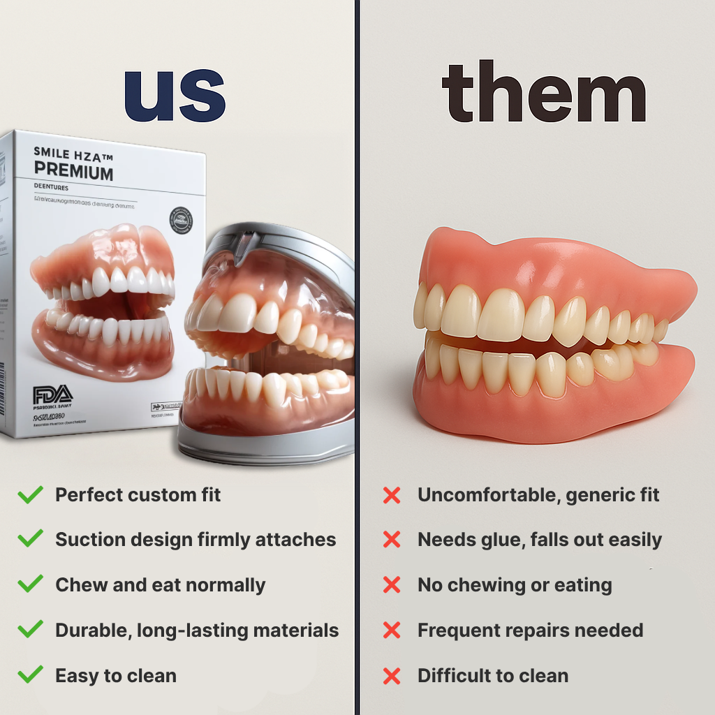 HZA™ Custom-Fit Premium Dentures – Full Set